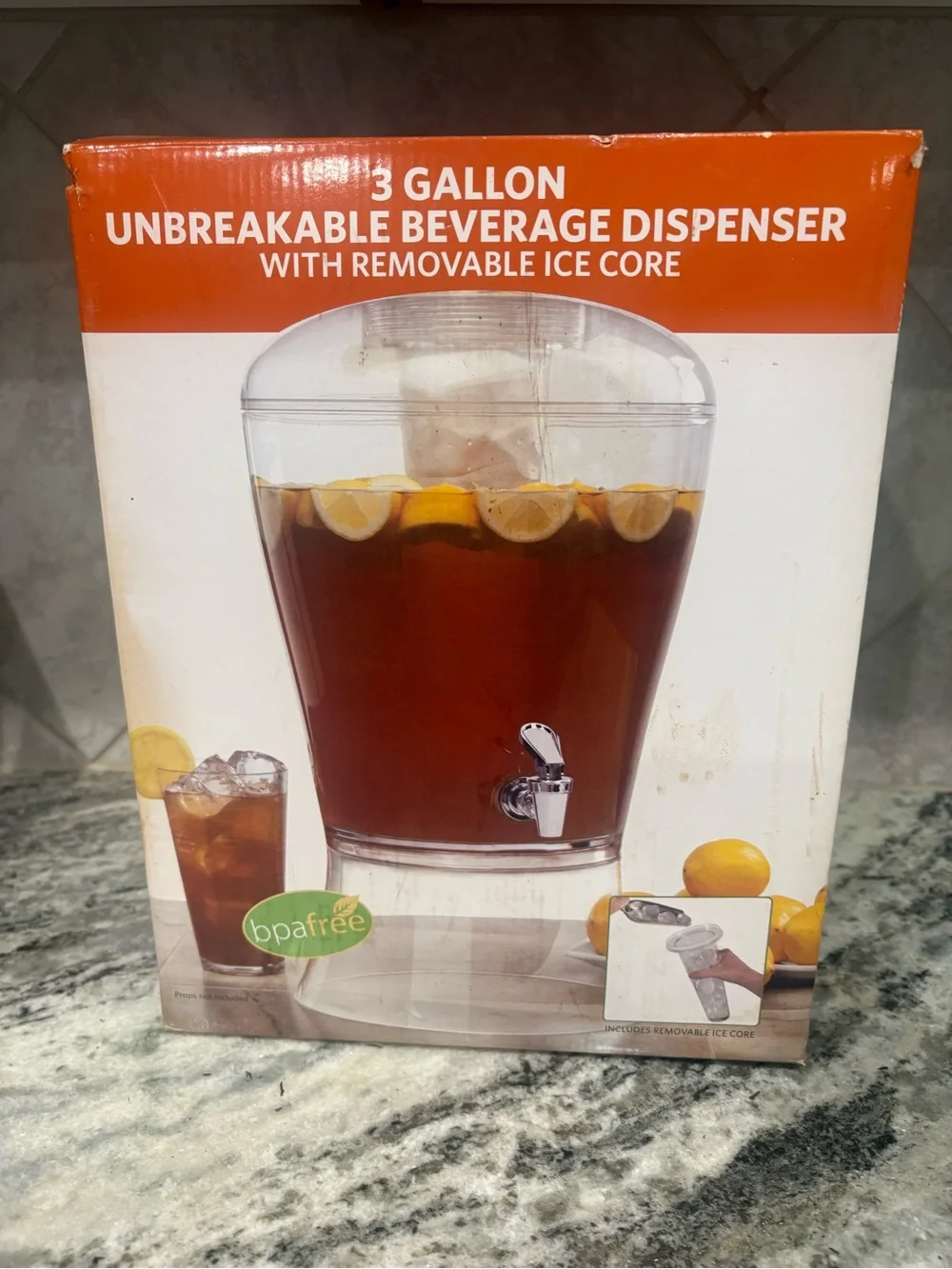3-Gallon Unbreakable Clear Beverage Dispenser with Removable Ice Core